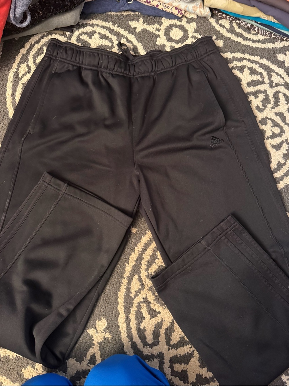 adidas Black Men's Athletic Sweatpants with Drawstring Waist